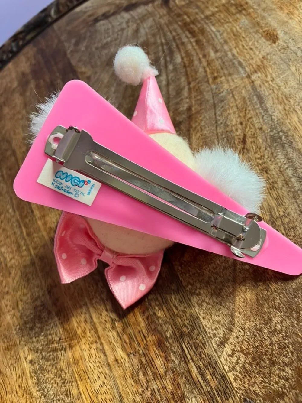 NEW Nici 90s Pink Clown Hair Clip for Kids with Pom-Pom Details